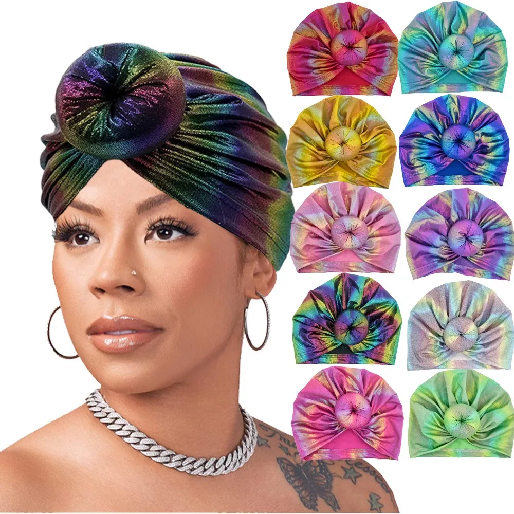 

Colorful Donut Turban Caps for Women Stretch Hijab Cap Knotted Muslim Headscarf Bonnet Hat Ladies Headband Turbans Headwrap