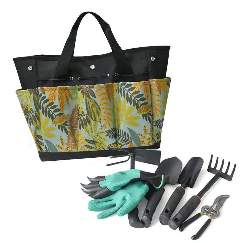 

Tool Tote Bag Garden Tools Storage Organizer Tool Case Oxford Cloth Tool Pouch With 2 Side Pockets 6 Rectangle Pockets For Parks