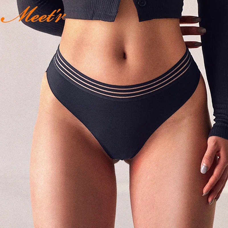 

Meet'r Women Sexy Ice Silk Thong Low-Rise Temptation Lingerie Female G String Soft Underwear No trace T Pants Intimates