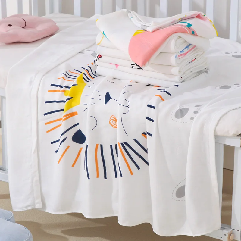 

Muslin Bamboo Fiber Baby Blanket 110*110CM Soft Newborn Blankets 2Layers Bath Gauze Infant Swaddle Wrap Sleepsack Stroller Cover