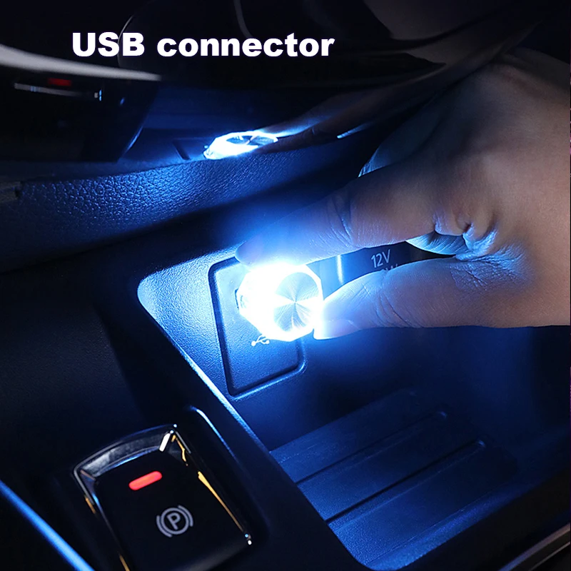 

USB Night Light Mini LED Car Light Decorative Colorful Atmosphere Lamp Portable Interior Environment Light Plug Emergency Light