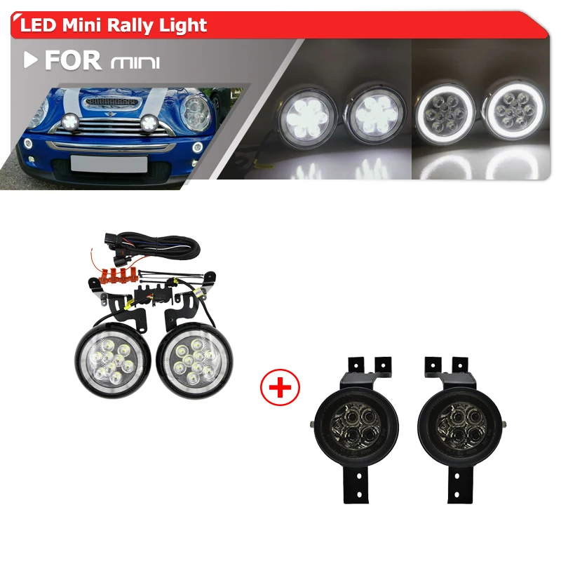 

Smoke Black Lens For Mini Cooper R50 R53 02-06 R52 04-06 Front Turn Signal Kits W/ Bumper Led Mini Rally Light DRL Halo