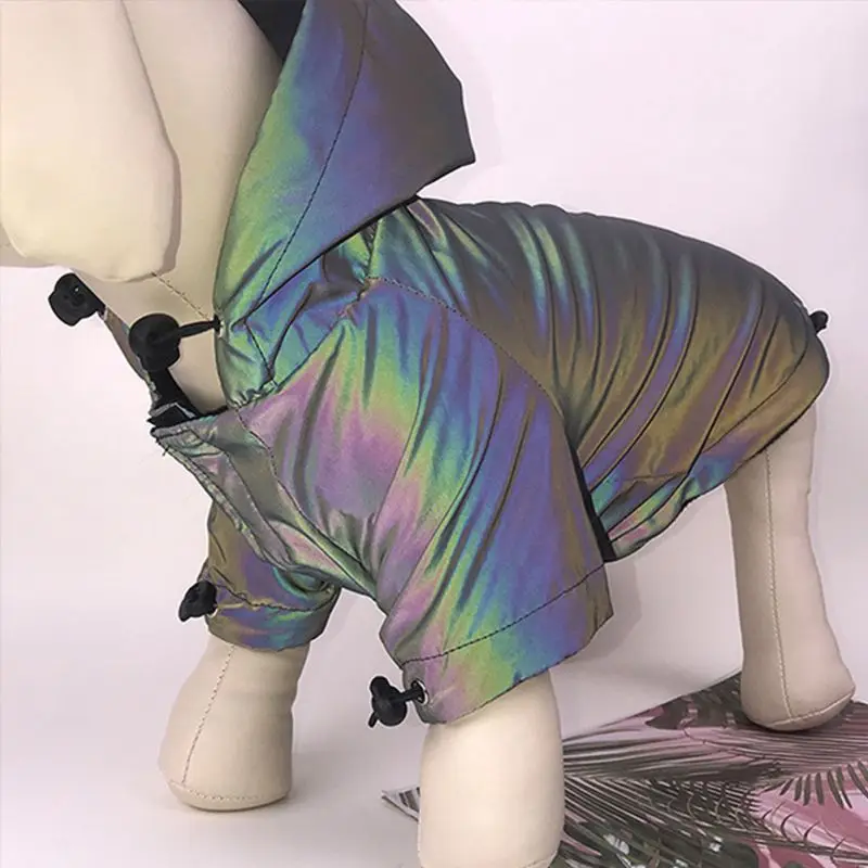 

Flashing Dog Raincoat Jumpsuit Rain Coat Reflective Jacket Waterproof Jumpsuit Coat Clothes for Bulldogs Chihuahua Teddy