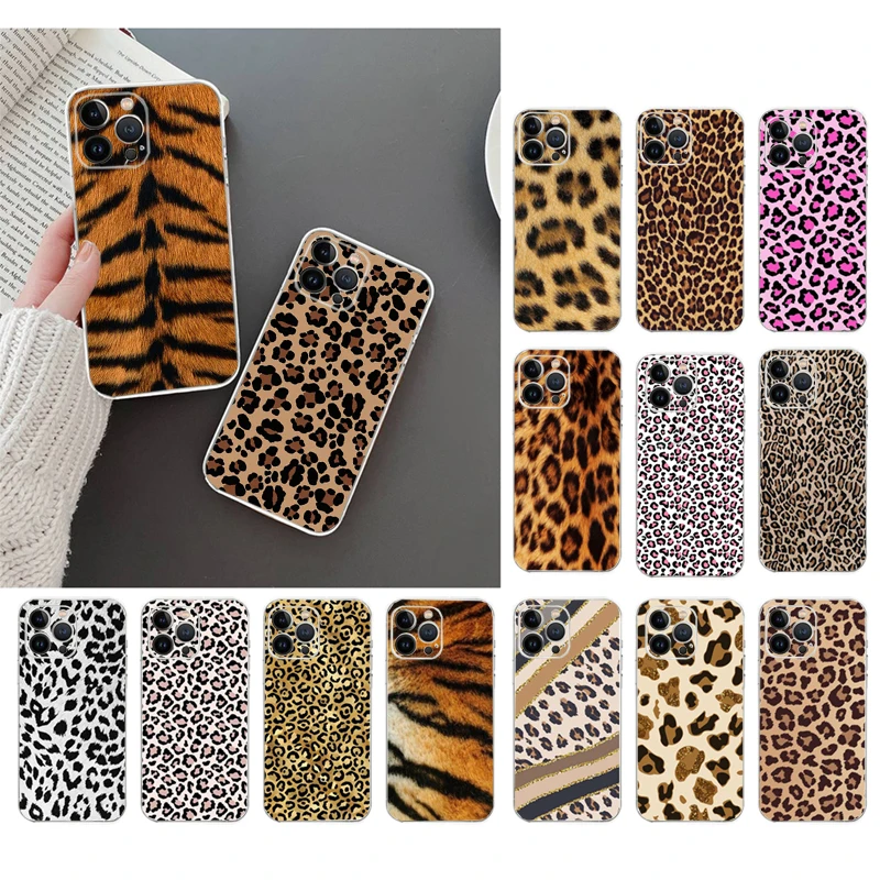 

Phone Case For iphone 14 Pro Max 13 12 11 Pro Max XS XR X 12mini 7 8 Plus SE Leopard print Case Funda