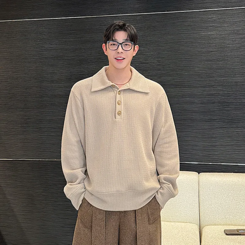 Мужские свитера в корейском стиле повседневные однотонные свободные мужские