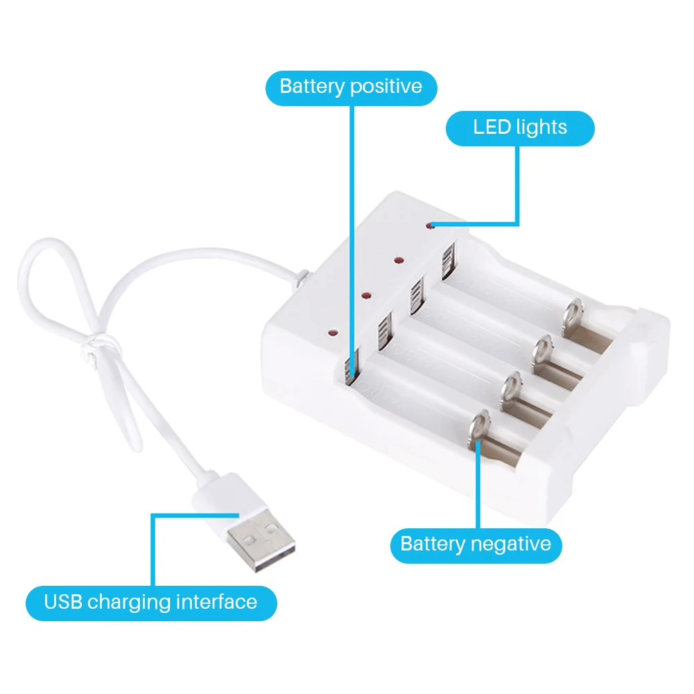 

Universal USB 4 Slots Fast Charging Battery Charger AAA and AA Rechargeable Battery Station 33cm Cable High Quality