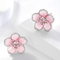 1 pair earrings sakura flower s925 sterling silver dangler eardrop earrings for women