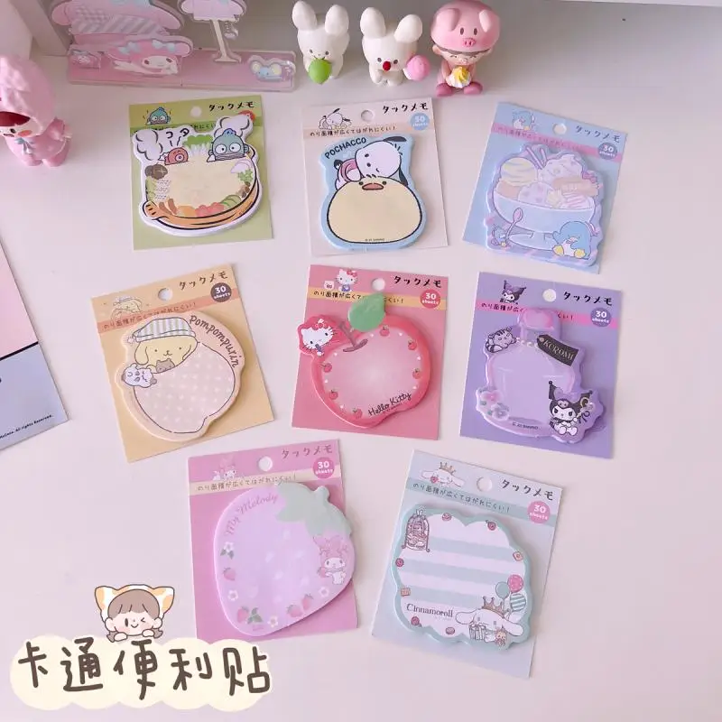 

Kawaii Kuromi My Melody Cinnamoroll Cute Cartoon Sticky Note Anime Sanrioed Girl's Heart Message Notes N Times Can Be Sticky