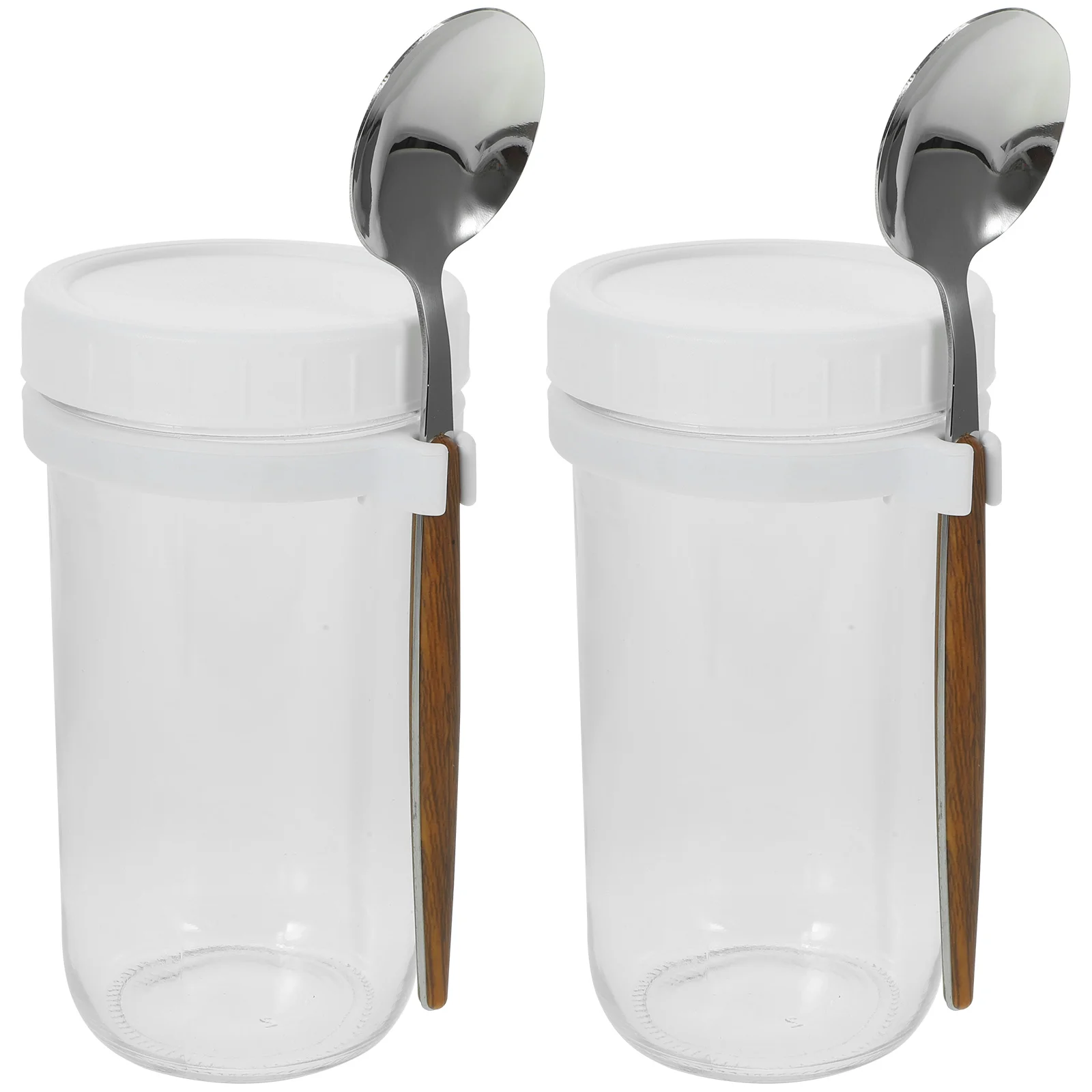 

2 Pcs Mason Cup Spoon Overnight Oat Containers Jars Lid Leak Proof Food Glass Oats Oatmeal Lids Yogurt Small