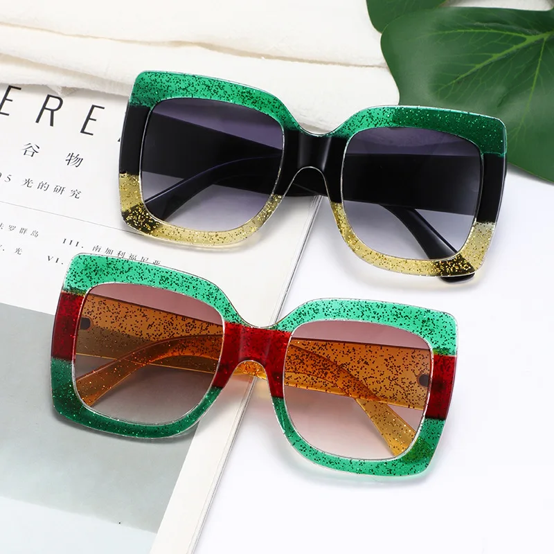 

New Three-Color Frame Sunglasses Men's and Women's Square Ocean Lens European and American Fashion & Trend Color LCD Sunglasses