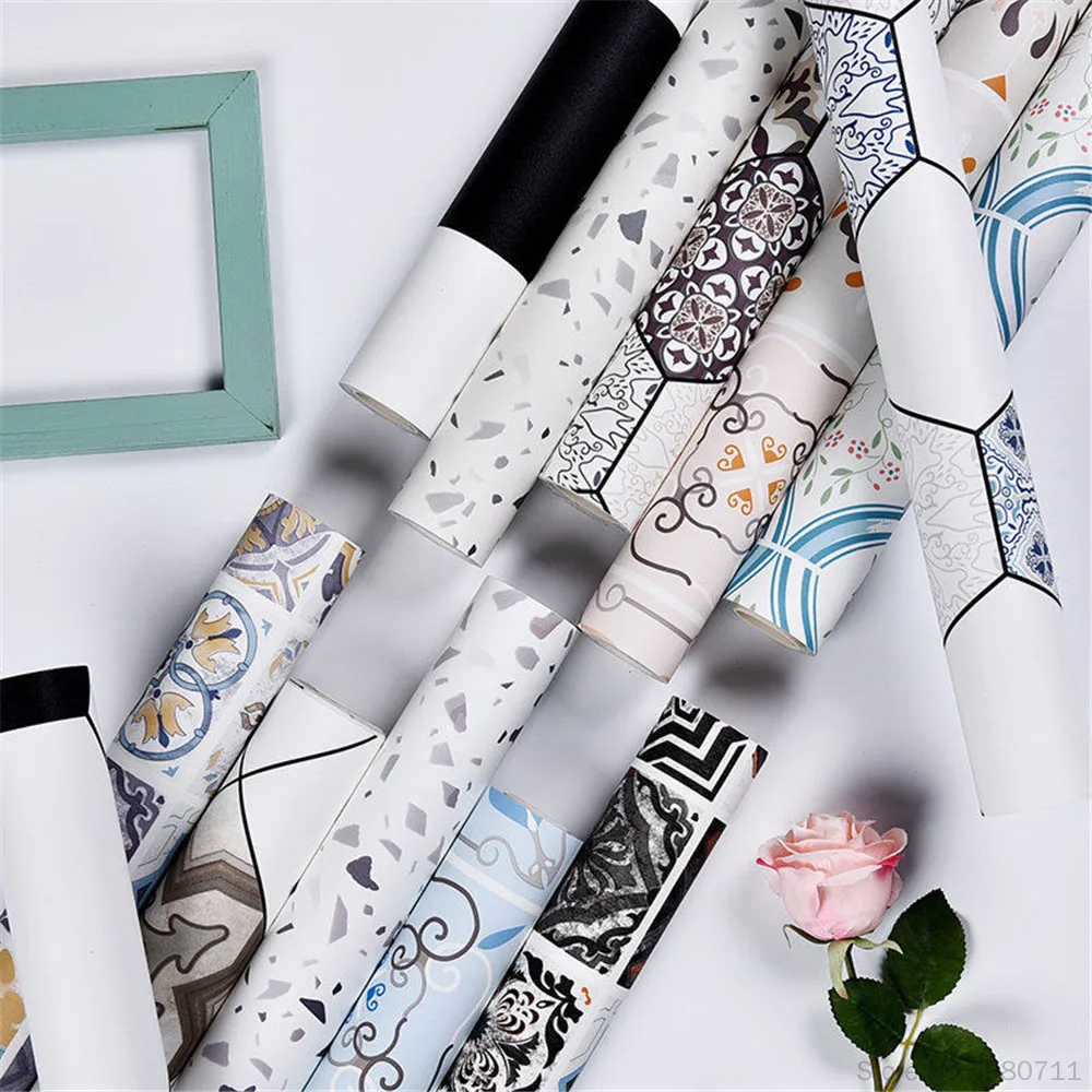 

Утолщенные водонепроницаемые ПВХ наклейки на пол в ванную комнату, самоклеящиеся наклейки, декор для кухни, гостиной, нескользящий пол