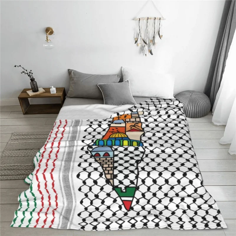 

Дышащее фланелевое одеяло с изображением карты Палестины с куфией Хате