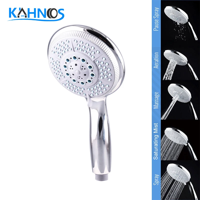 

Universal Bath Shower Head 5 Mode Function Chrome Anti-limescale For Bathroom High Pressure Water Saving Shower Head Hand Hold
