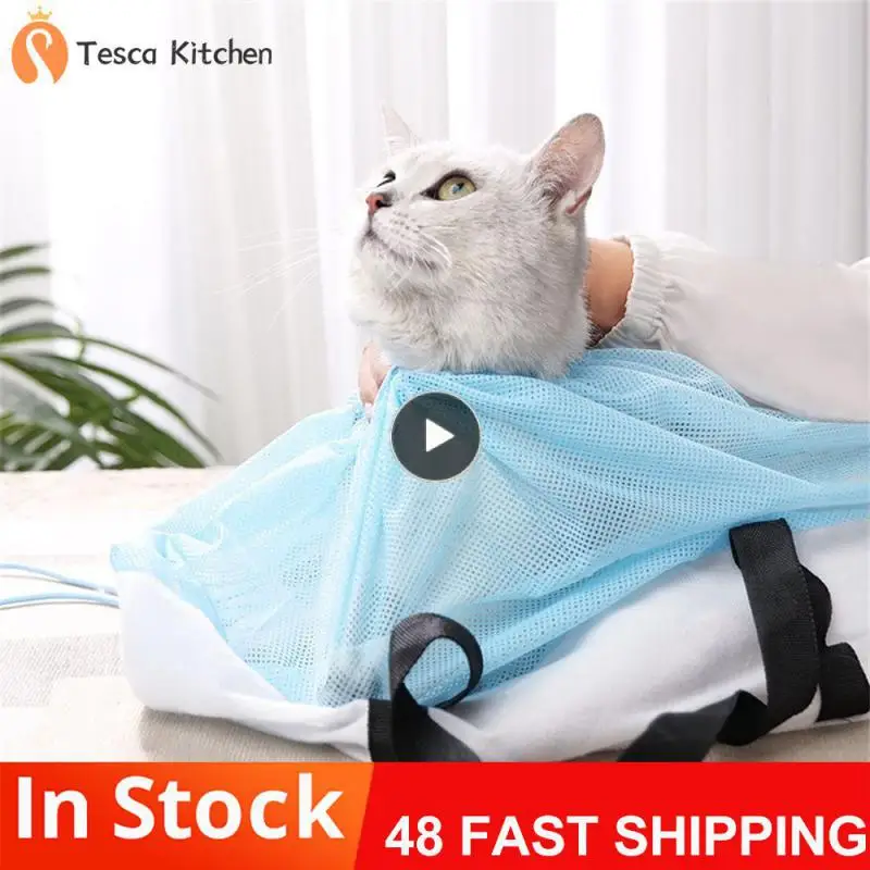 

Bite Restraint Cats Washing Bags For Pet Multifunctional Adjustable Grooming Washing Bags Mesh Anti Scratch Bath Bag For Cats