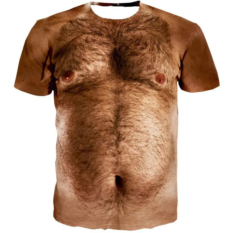 

2020 New Fashion Men 3d T Shirt Funny Printed Chest Hair Muscle Short Sleeve Summer men's tshirts Funny monkey face T-shirt
