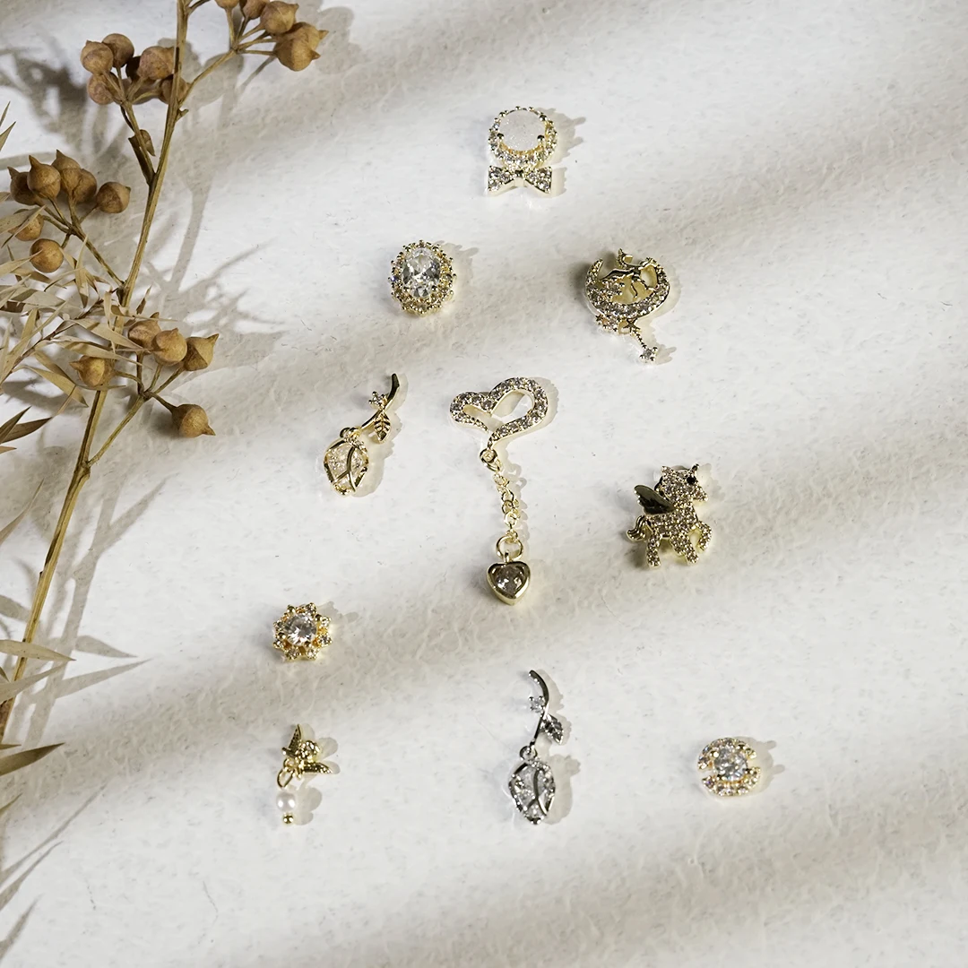 Детали из циркония для ногтевого дизайна 2 шт. 3D кристалл жемчуг металлический