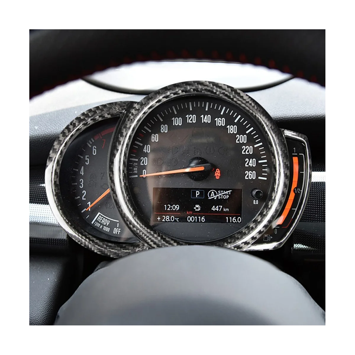 Фото Настоящее углеродное волокно для Mini Cooper F54 F55 F56 F57 F60 интерьерный Автомобильный датчик Скоба стикер приборная панель №3
