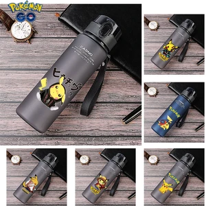 Cartoon Pokemon Pikachu Sports Water Bottle Outdoor Water Bottle with Straw Plastic Portable Water C