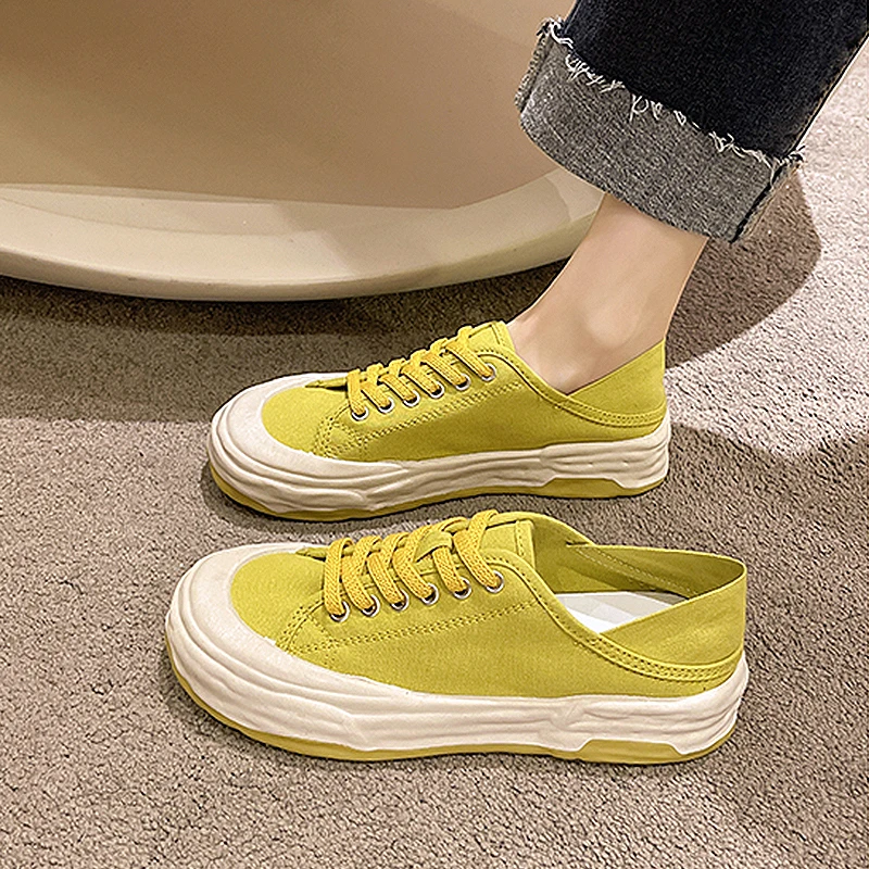 

Flat Shoes Sewing Mixed Lace Up Canvas Sneakers for Women 2022 New Summer Walking Luxury Non Slip Fashion Casual Brand Low Top