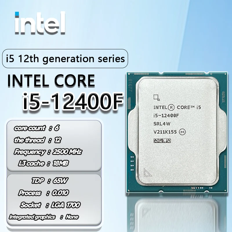 Процессор Intel Core i5-12400F i5 12400F 2 5 ГГц 6 ядер 12 потоков 10 нм L3 = 18 МБ 65 Вт LGA 1700 - купить по