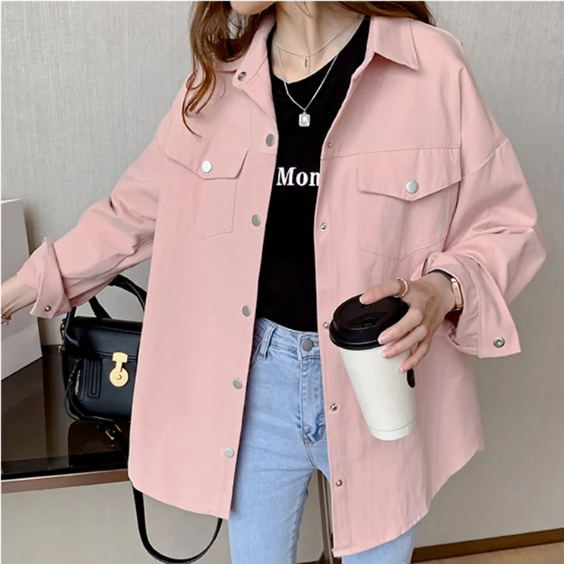 

Womens Shirt & Blouse Loose Tops for Women Button Up Clothes Long Sleeve Pink Spring S Youthful Offer Free Shipping Elegant 2023