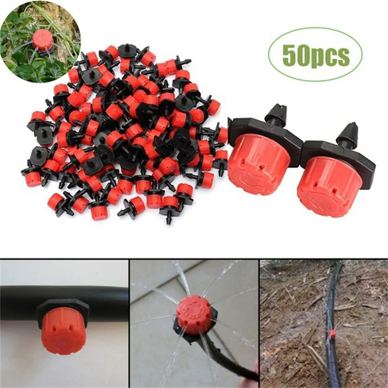 

50pcs 4/7mm Garden Irrigation Nozzle Adjustable Dripper Sprinkler Emitter Micro Drip Balcony Yard Greenhouse Watering Spray