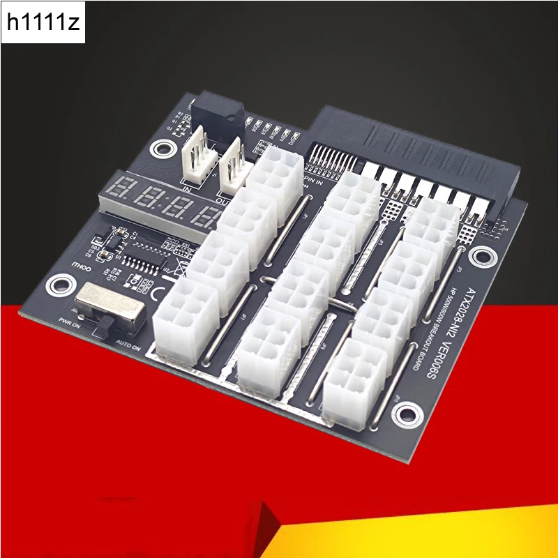 Mining Breakout Board 12 Port 6Pin Connector LED Display 12V Power Module for HP 500W 800W 1400W 1600W PSU for GPU Graphics Card
