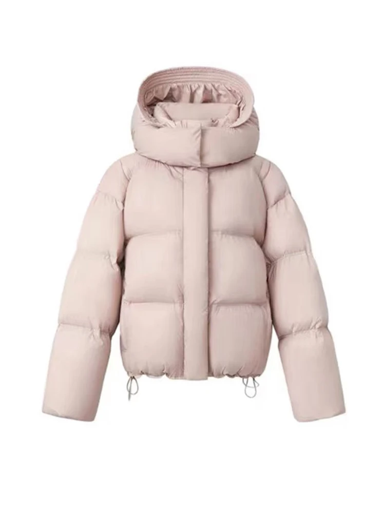 High end 95 White Goose Down Short Down jacket Women Winter 2024 New Pink Fashion Hood Thickened Puff down Coat