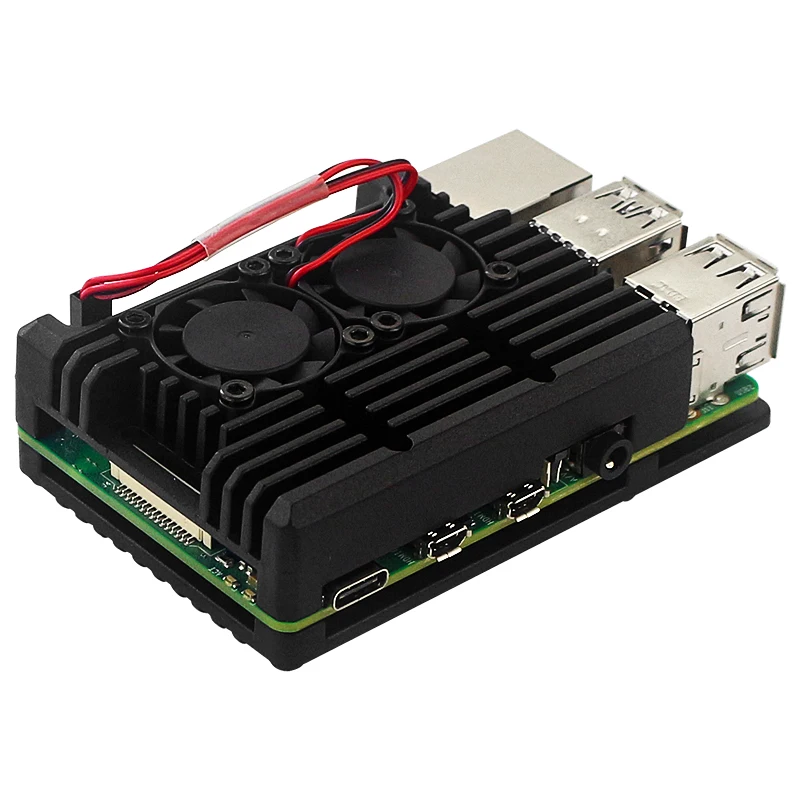 Чехол для Raspberry Pi 4 Model B с двойным охлаждающим мини-вентилятором Защитный корпус