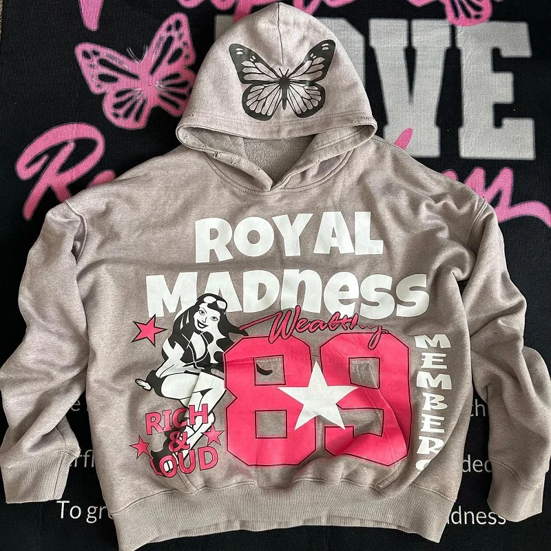 

Мультяшный irl буквенный принт Американский свитшот для мужчин ip op Tide Женский уличный ретро повседневный Свободный плащ 2023