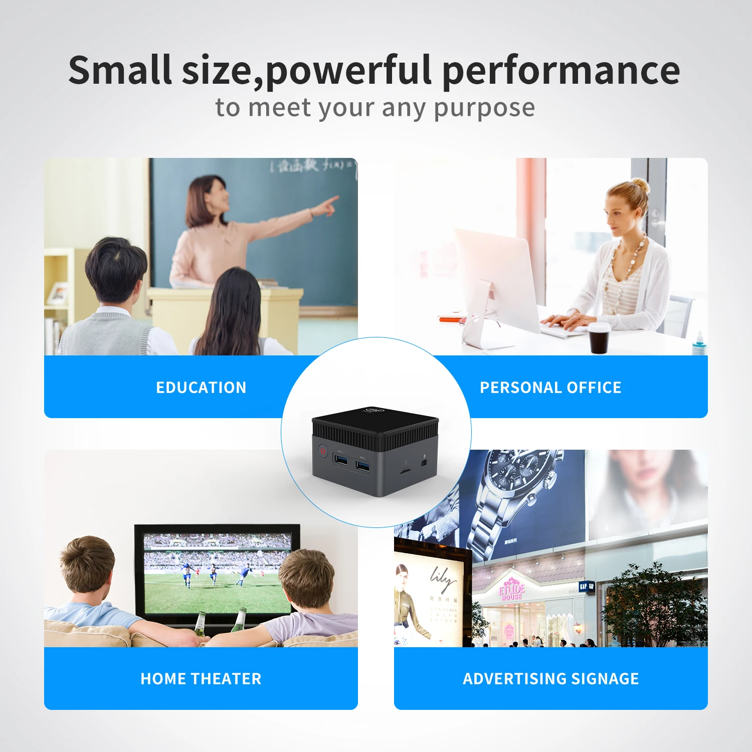 Мини-ПК ZX01 с портом LAN Win10 Win11 Linux 8G RAM 128G/256G/512G/IT ROM USB3.0 BT4.2 Dual WIFI 2 4G + 5 HD * PCI-E |