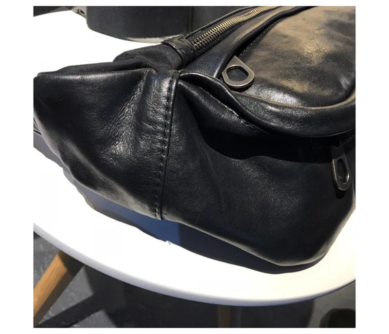 Casual daily genuine leather large-capacity men chest bag outdoor daily luxury real cowhide motorcycle waist pack crossbody bag