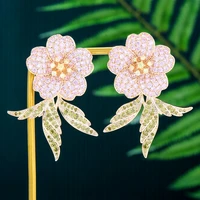 soramoore original clear cz earrings female flower rhinestone bridal wedding pendant earrings fashion korean jewelry earrings