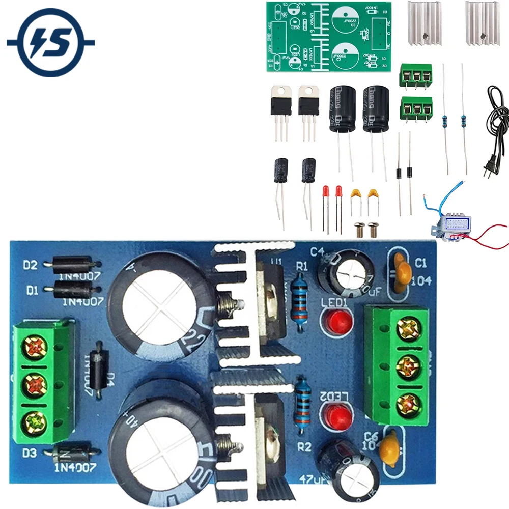 

DIY Electronic kit Positive Negative DC Regulated Dual Power Supply Board Module 3 Terminal 9V Soldering Project Practice Suite