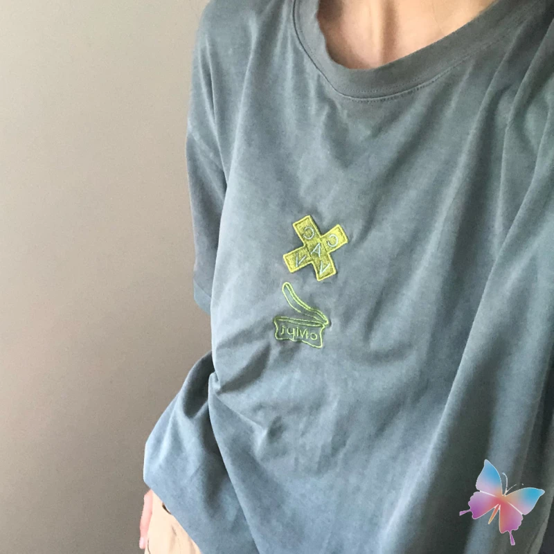 

Summer CAV C.E Short-sleeved T-shirt Embroidered Error Logo Washed Vintage Batik Loose Cav Empt T Shirts