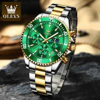 olevs watch for men luxury stainless steel men quartz wristwatches sports waterproof dive green wristwatch mens watches 2870