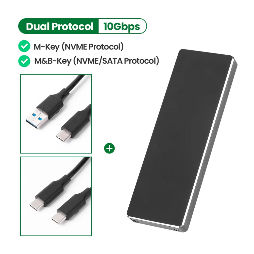 

Чехол для M2 SSD, Футляр NVME M.2 на USB Type C 3,1, адаптер SSD для NVME PCIE NGFF SATA M/B Key, чехол для SSD диска M.2 SSD