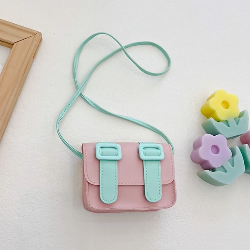 

PU Leather Cute Baby Girls' Small Square Shoulder Bags Fashion Boys Kids Coin Purse Handbag Candy Color Children's Messenger Bag