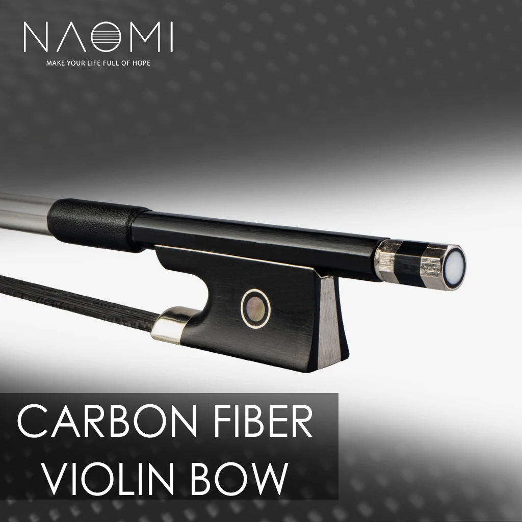 

NAOMI 4/4 Size Violin/ Fiddle Bow Carbon Fiber Bow Round Stick AAA Grade Black Horsehair Ebony Frog Paris Eye Inlay Beginner Use