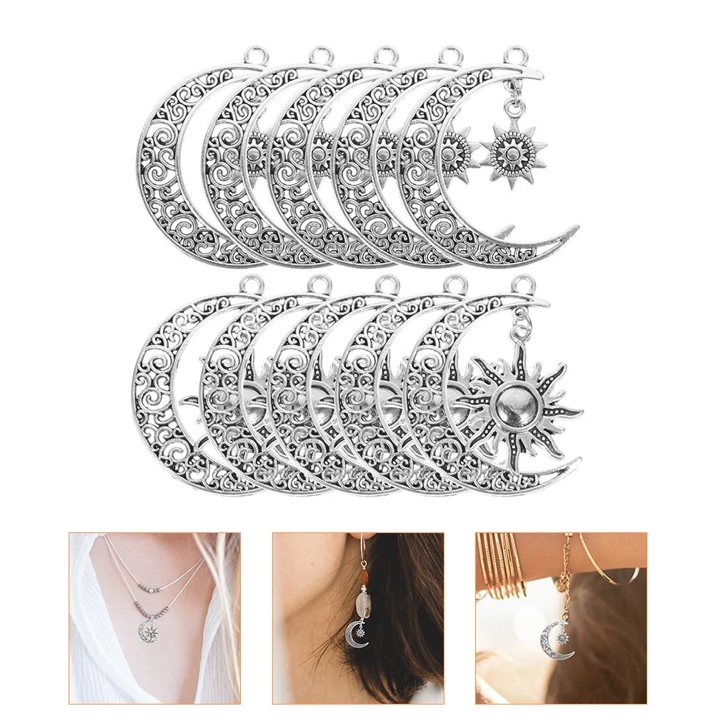 

10 Pcs Spacer Beads Moon Necklace DIY Jewelry Charms Alloy Sun Unique Accessories Earring Pendants Decorative Pendent