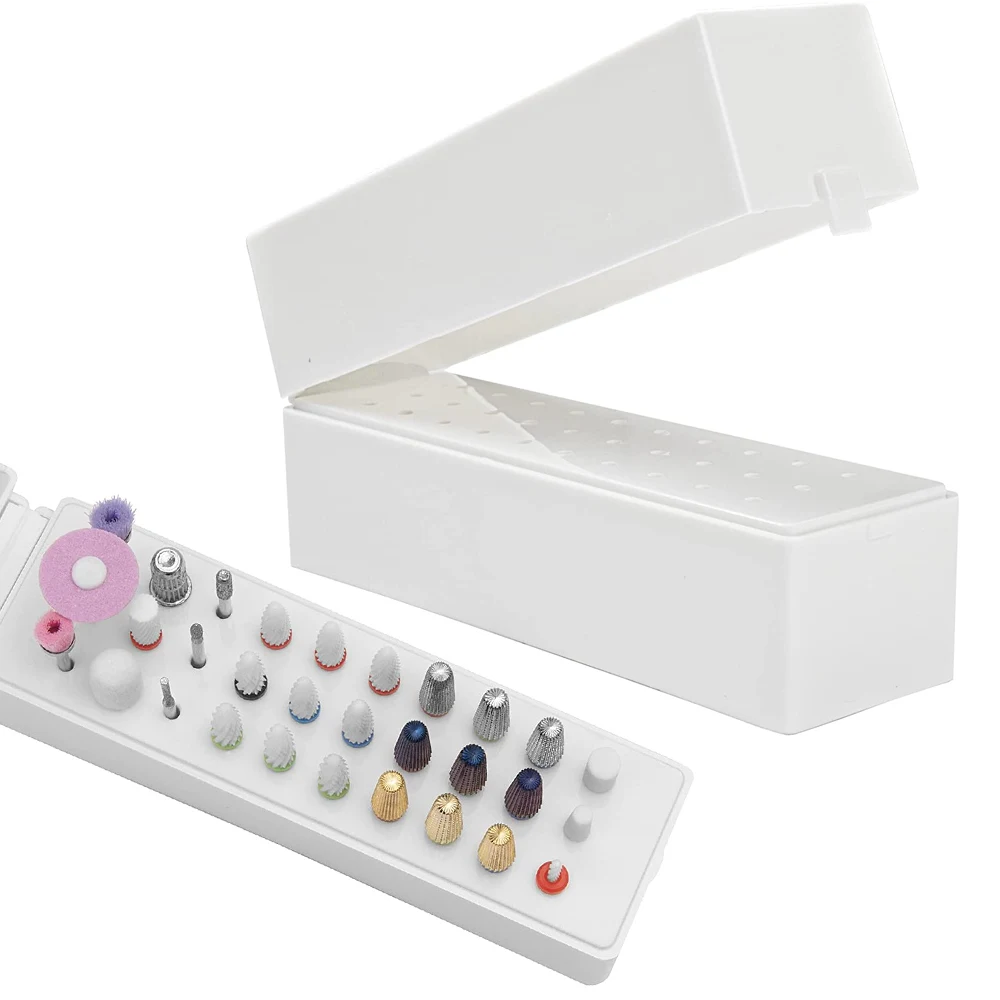 

30 Holes Nail Drill Bits Holder Grinding Nails Head Display Rack Storage Box Manicure Container Milling Cutter Acrylic Stand