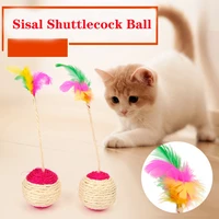 cat toy pet cat sisal scratching ball training interactive toy for kitten pet cat supplies funny play feather toy cat accessorie