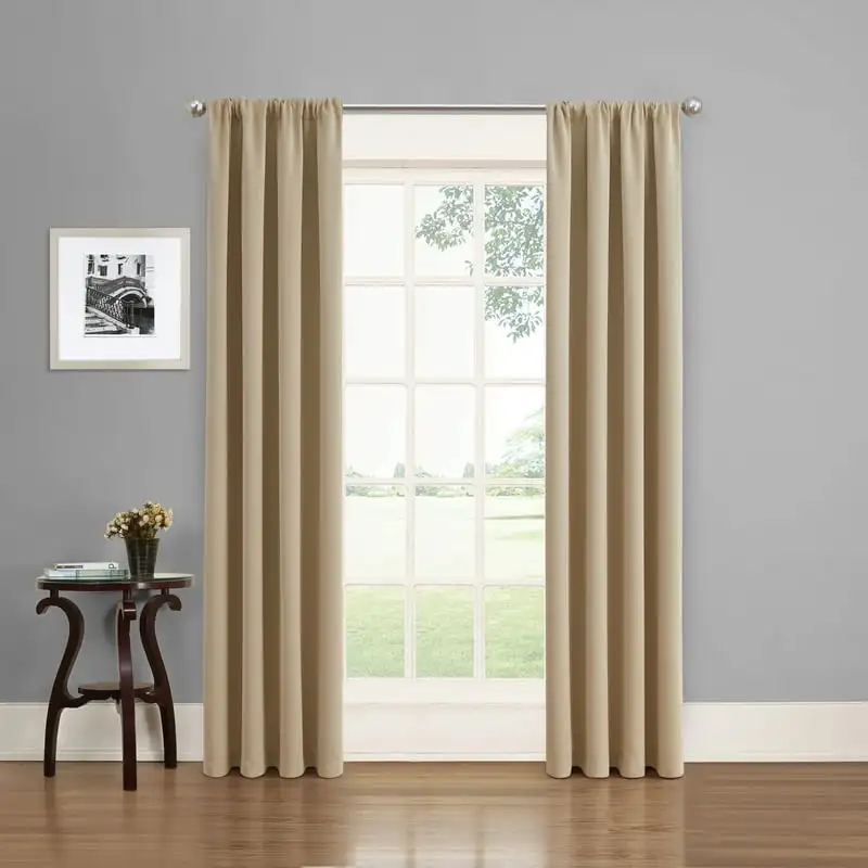 

Blackout Rod Pocket Wide Curtain Panel, Set of 2, 50 x 84, Wheat Luxury curtains for living room Blackout for windows Pink curt