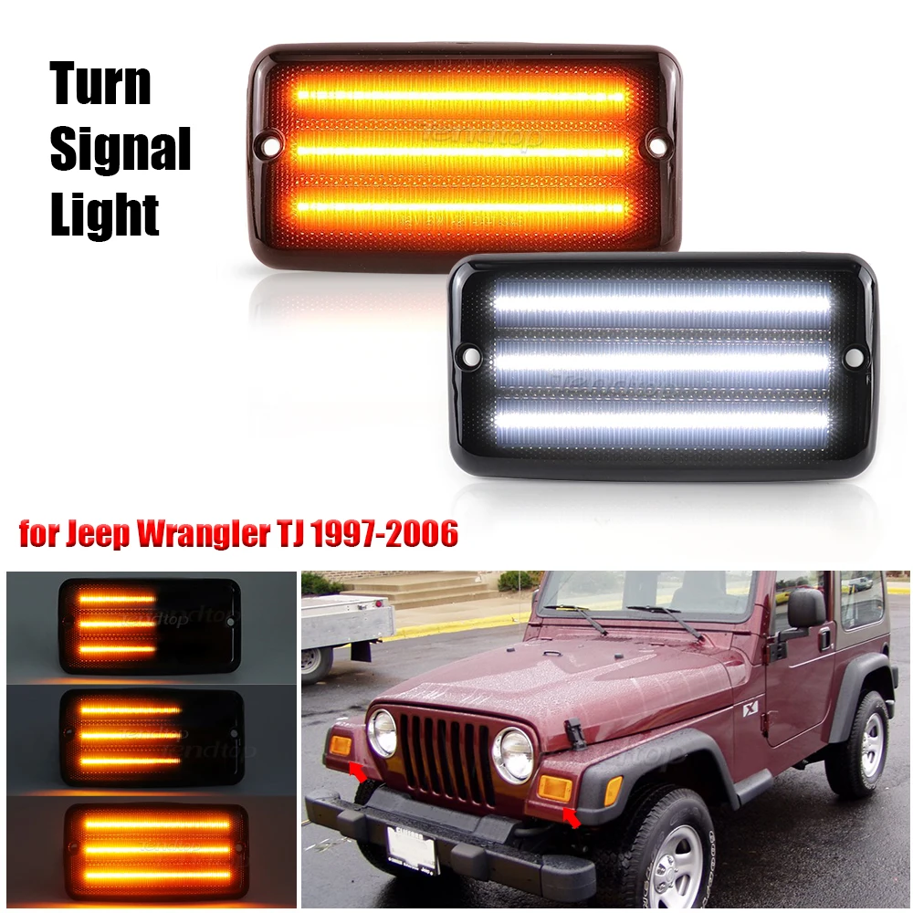 Динамические янтарные светодиодные указатели поворота лампы DRL белые