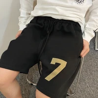 2022 summer new mens streetwear casual cropped pants cotton number 7 mens shorts fashion loose sweatpants