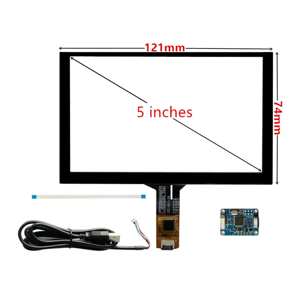 

5 Inch 121mm*74mm Capacitive Touch Digitizer Raspberry Pi GPS Navigation Touchscreen Panel Glass+USB Driver Board