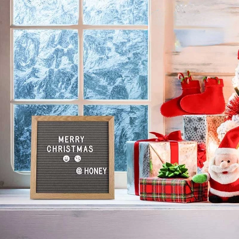 

10*10 inch Christmas Felt Letter Message Board Birthday Party Felt Letterboard with Frame Holder 460 Letters Decorative Boards