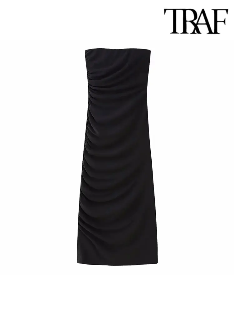 

Платье-миди черное облегающее с открытыми плечами и открытой спиной