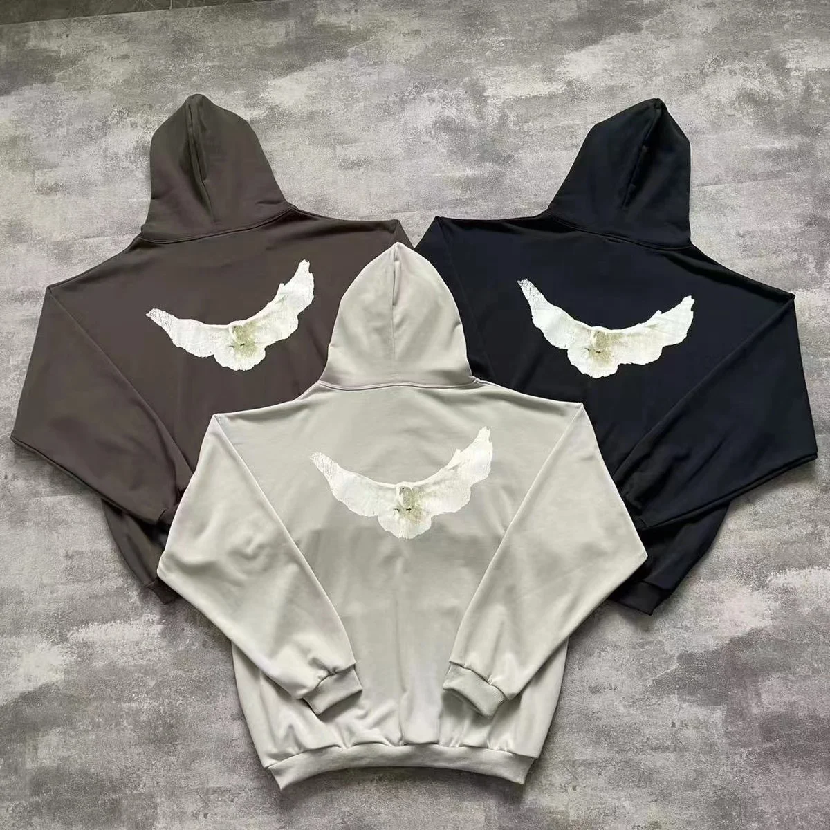 

KANYE Kanye Peace Dove High Street GAP Casual loose American double layer heavy pound hoodie Men
