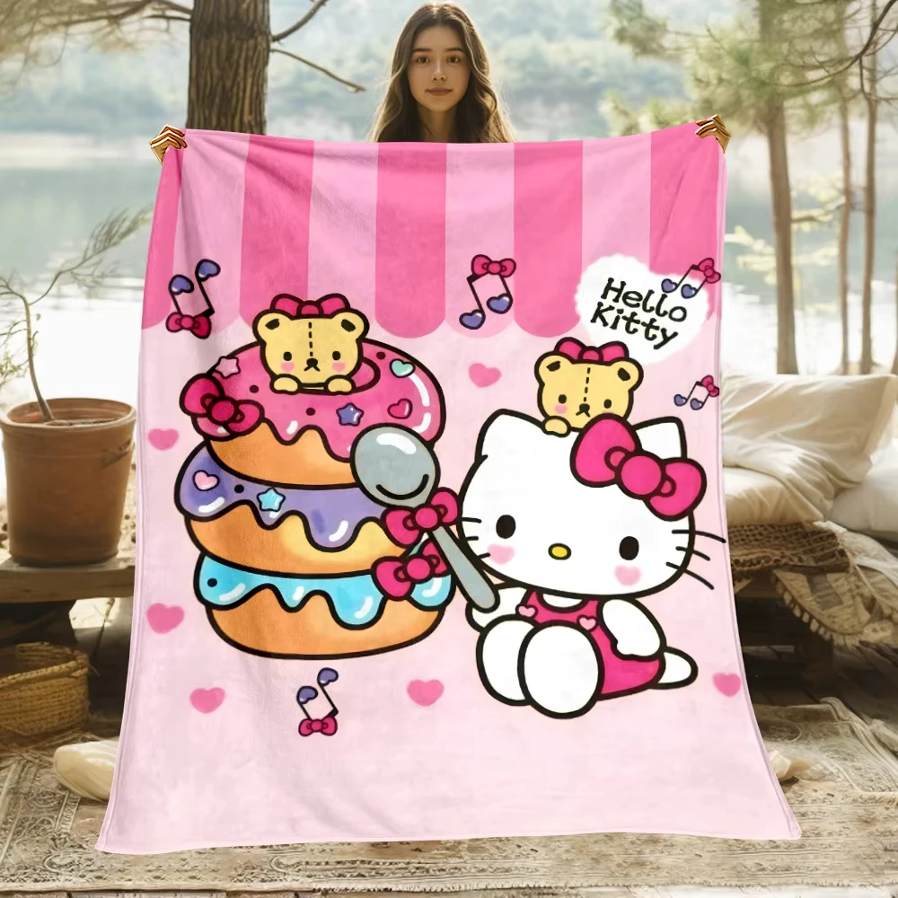 Одеяло с HD-принтом Hello Kitty легкое фланелевое покрывало для кровати путешествий